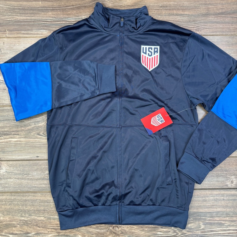 Icon Sport Men Size Small USA Soccer Track Jacket Navy Blue Full Zip NWT